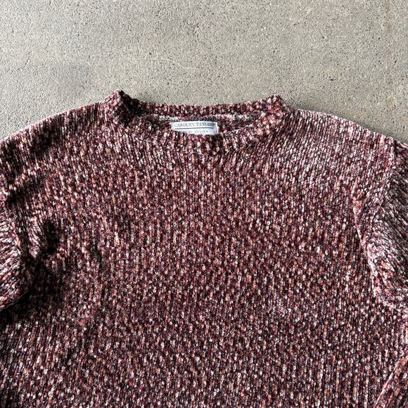 Vintage Carolyn Taylor Sweater Womens XL Brown Maroon Chunky Knit Holiday 90s - Picture 2 of 8